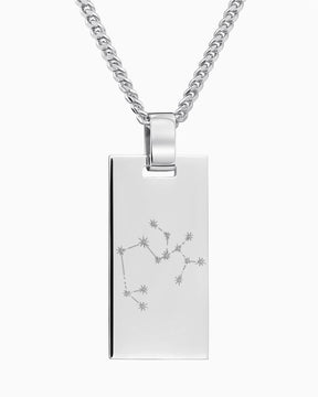 Signe du zodiaque Plaques gravées Collier Pendentif Rectangle