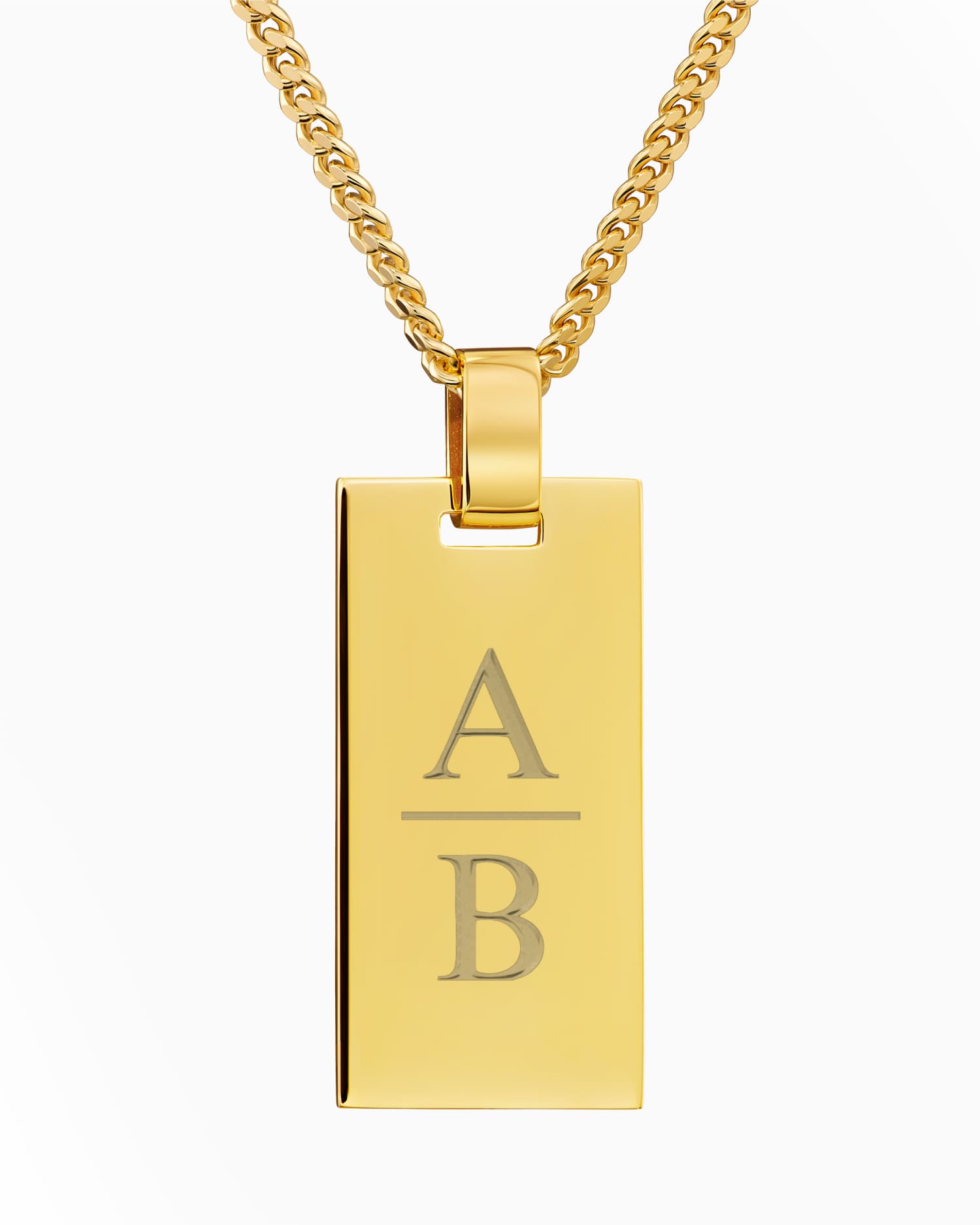 Initiales Plaques à graver Collier Pendentif Rectangle