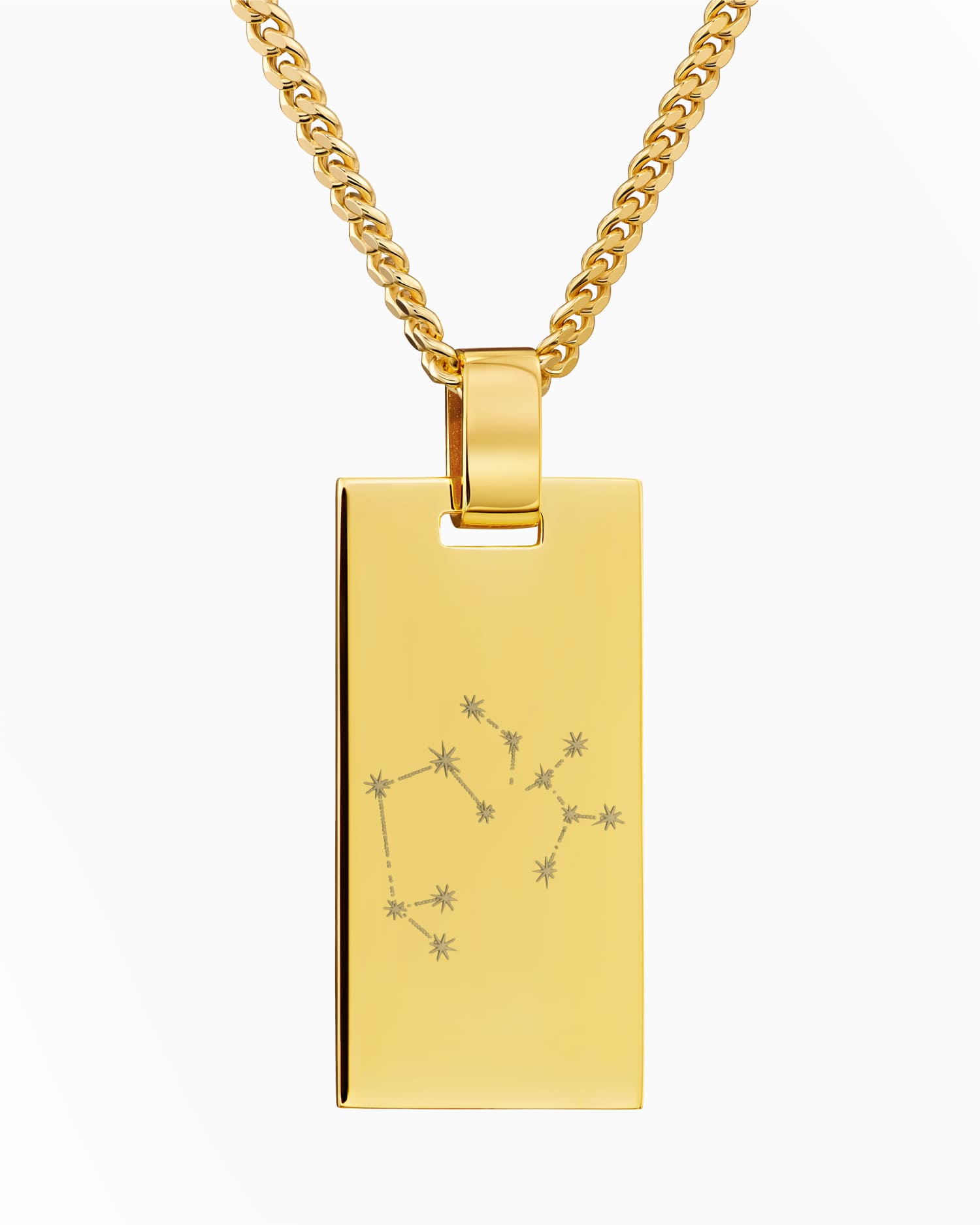 Signe du zodiaque Plaques gravées Collier Pendentif Rectangle