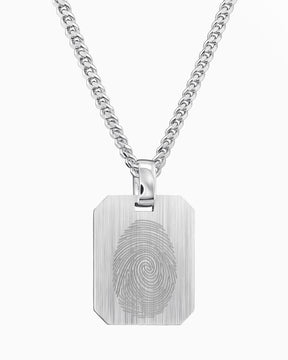 Empreinte digitale Plaques gravées Collier Pendentif Octogone