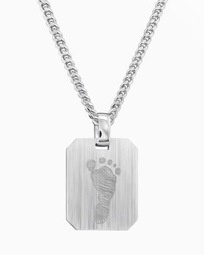 Empreinte de pied Plaques à graver Collier Pendentif Octogone