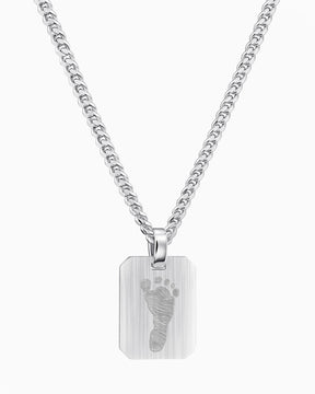 Empreinte de pied Plaques à graver Collier Pendentif Octogone