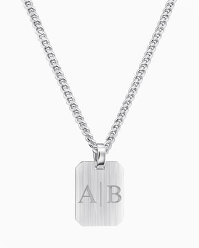 Initiales Plaques gravées Collier Pendentif Octogone