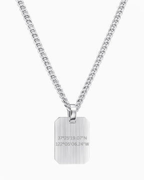 Coordonnées Plaques à graver Collier Pendentif Octogone