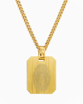 Empreinte digitale Plaques gravées Collier Pendentif Octogone