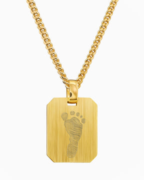 Empreinte de pied Plaques à graver Collier Pendentif Octogone