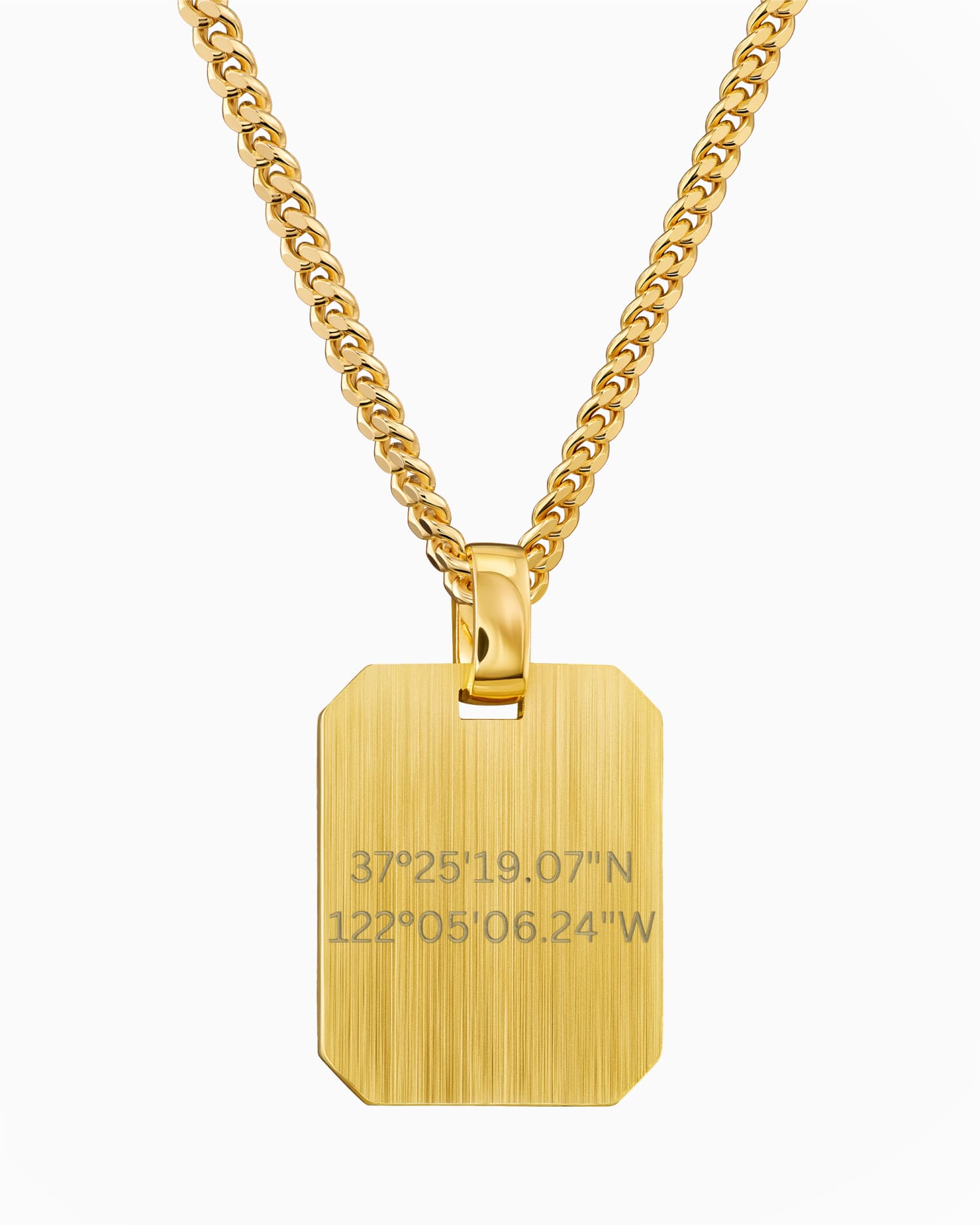 Coordonnées Plaques à graver Collier Pendentif Octogone