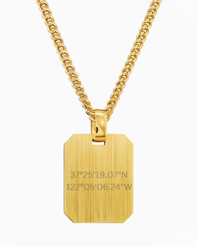 Coordonnées Plaques à graver Collier Pendentif Octogone