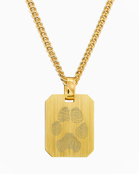 Empreinte de patte Plaques à graver Collier Pendentif Octogone