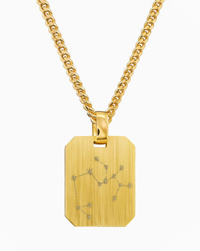 Signe du zodiaque Plaques gravées Collier Pendentif Octogone