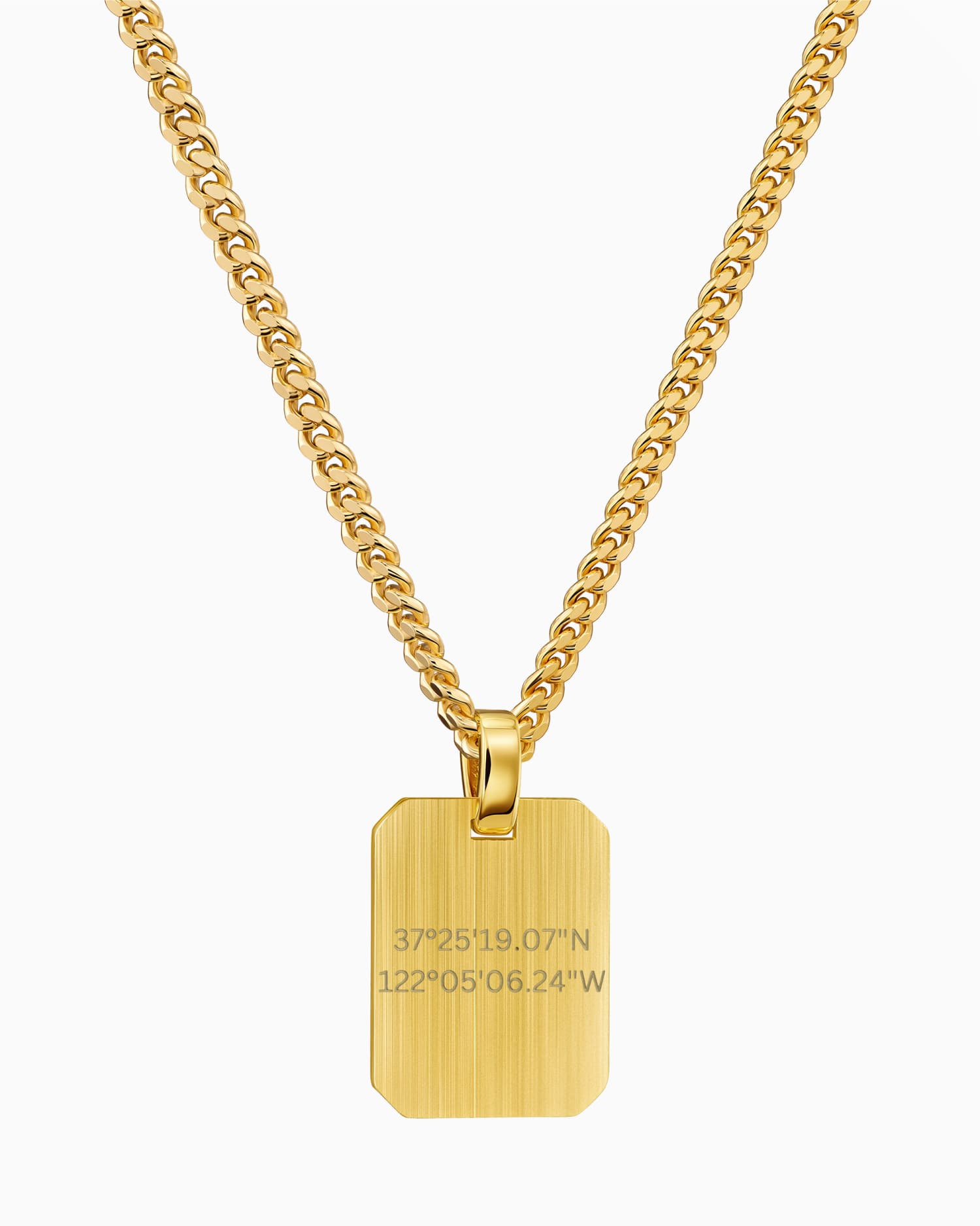 Coordonnées Plaques à graver Collier Pendentif Octogone