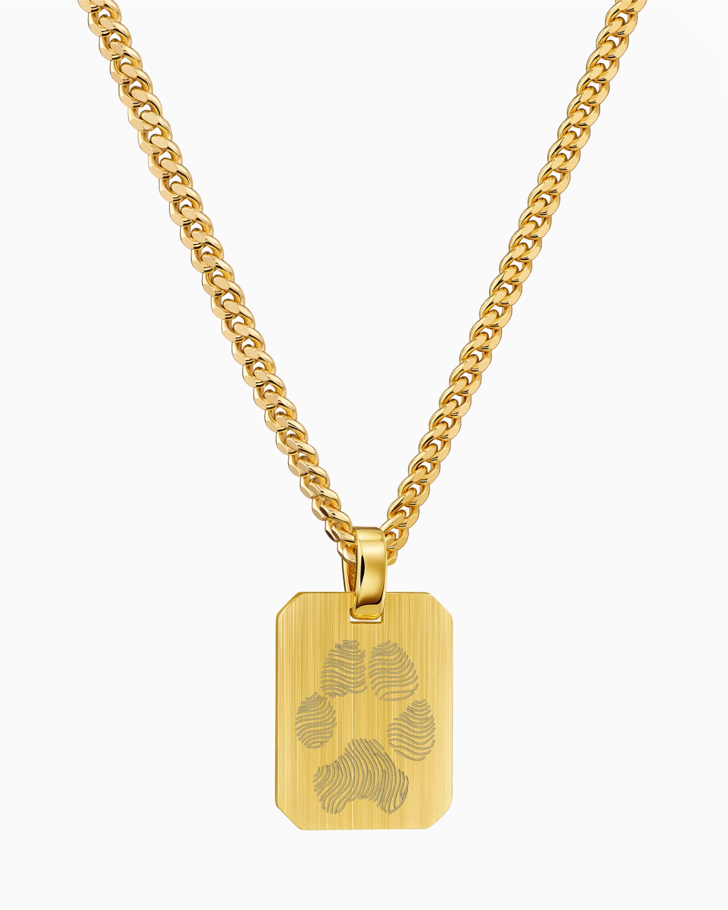 Empreinte de patte Plaques à graver Collier Pendentif Octogone