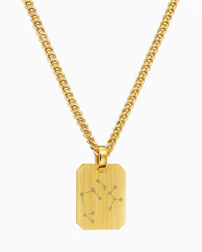 Signe du zodiaque Plaques gravées Collier Pendentif Octogone
