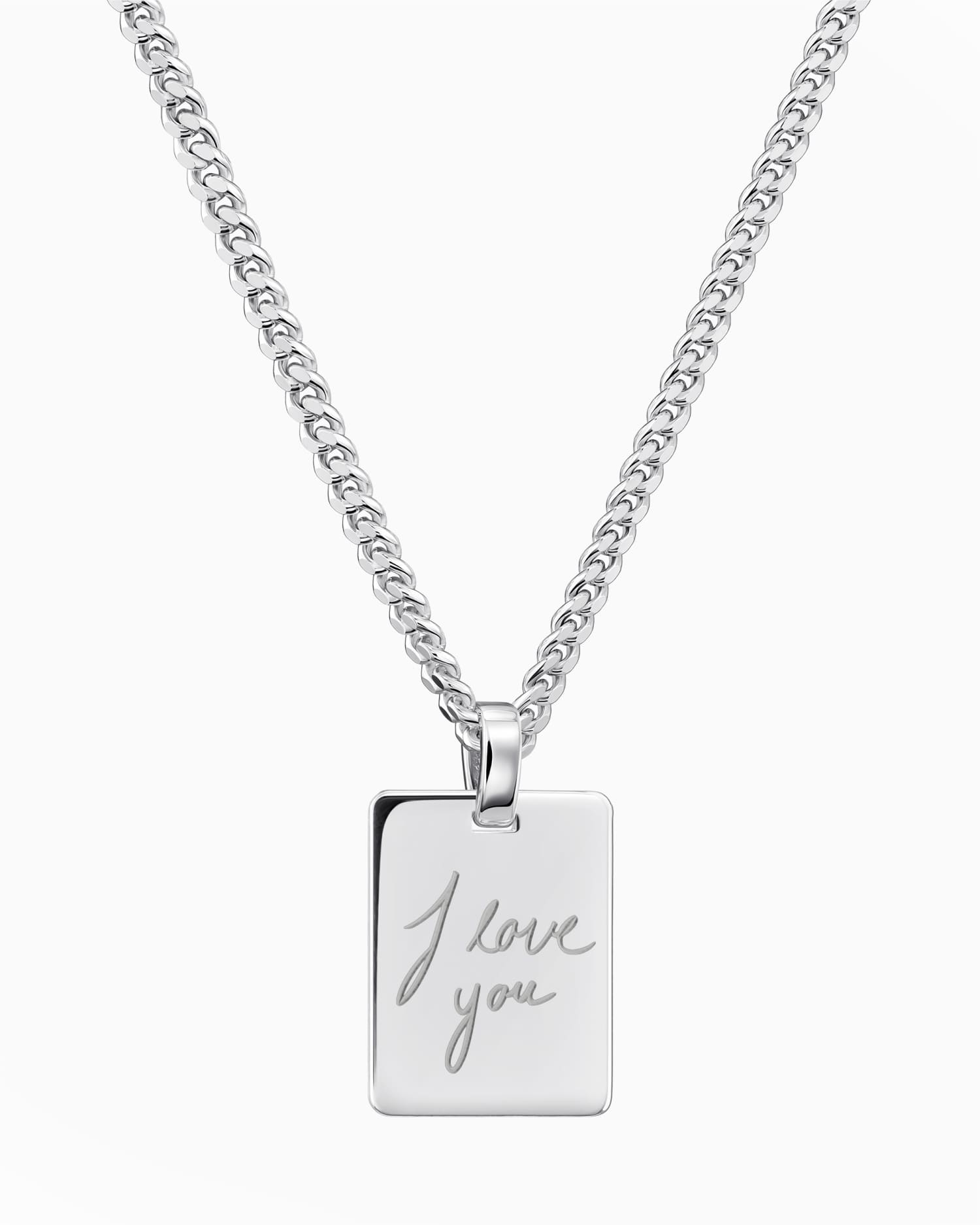 Handwriting Upload Plaque à graver Collier Pendentif Rectangle