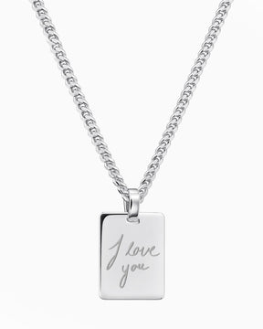 Handwriting Upload Plaque à graver Collier Pendentif Rectangle