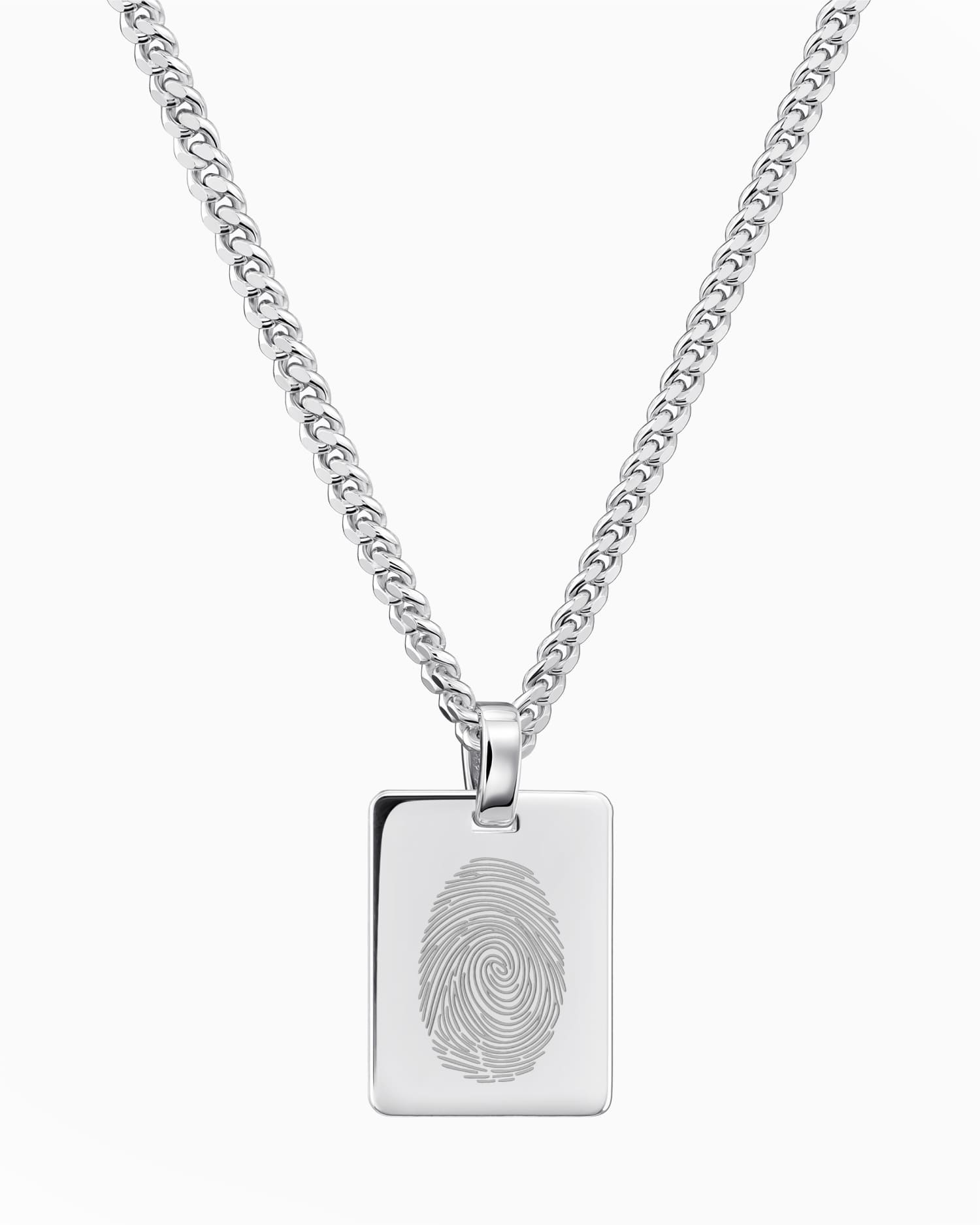 Empreinte digitale Plaque à graver Collier Pendentif Rectangle
