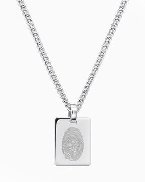 Empreinte digitale Plaque à graver Collier Pendentif Rectangle