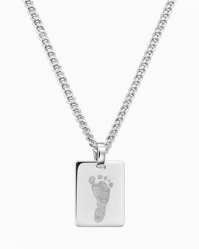 Empreinte de pied Plaque à graver Collier Pendentif Rectangle