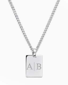 Initiales Plaque à graver Collier Pendentif Rectangle