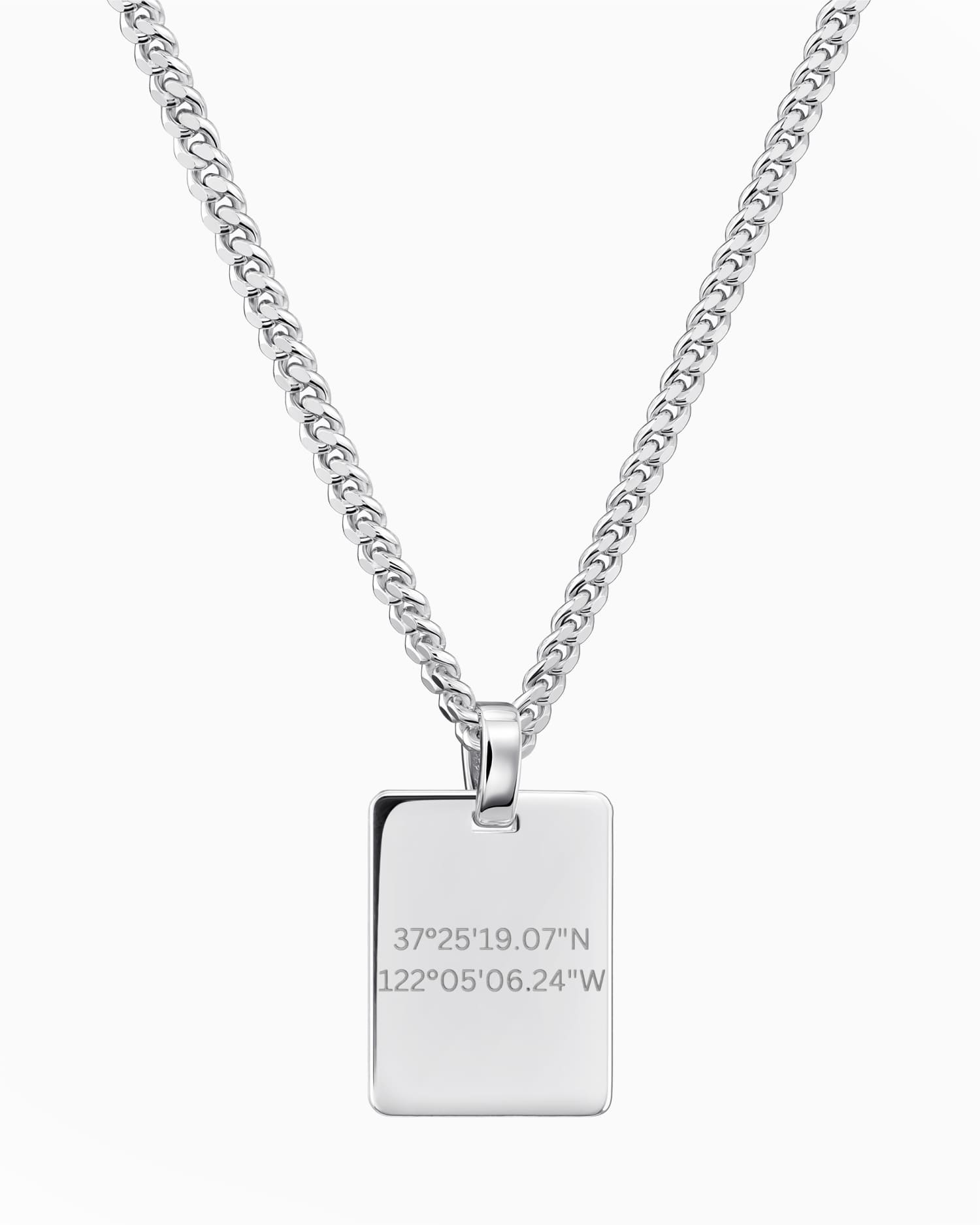 Coordonnées Plaque à graver Collier Pendentif Rectangle