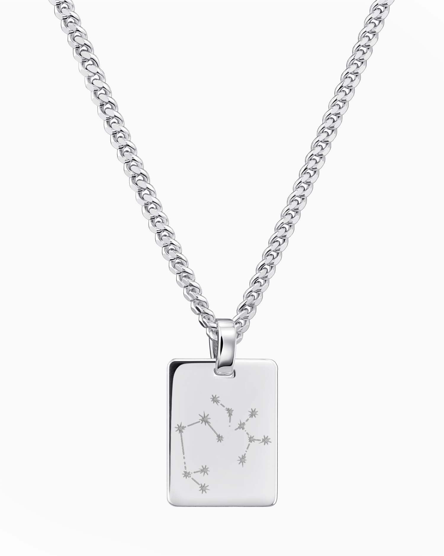 Signe du zodiaque Plaque gravée Collier Pendentif Rectangle