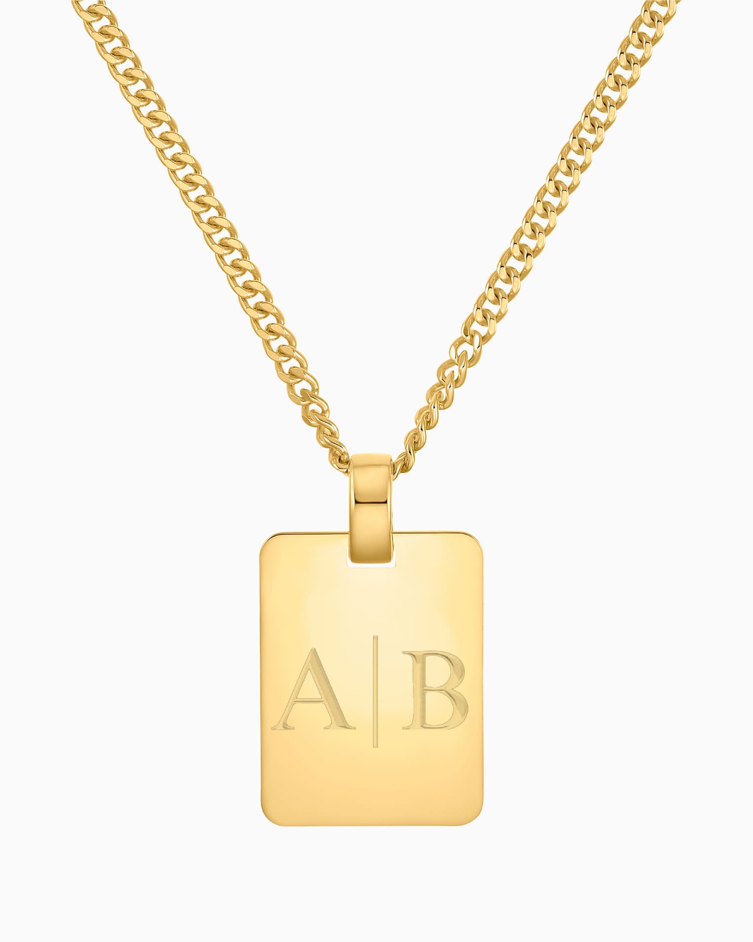 Initiales Plaques à graver Collier Pendentif Rectangle