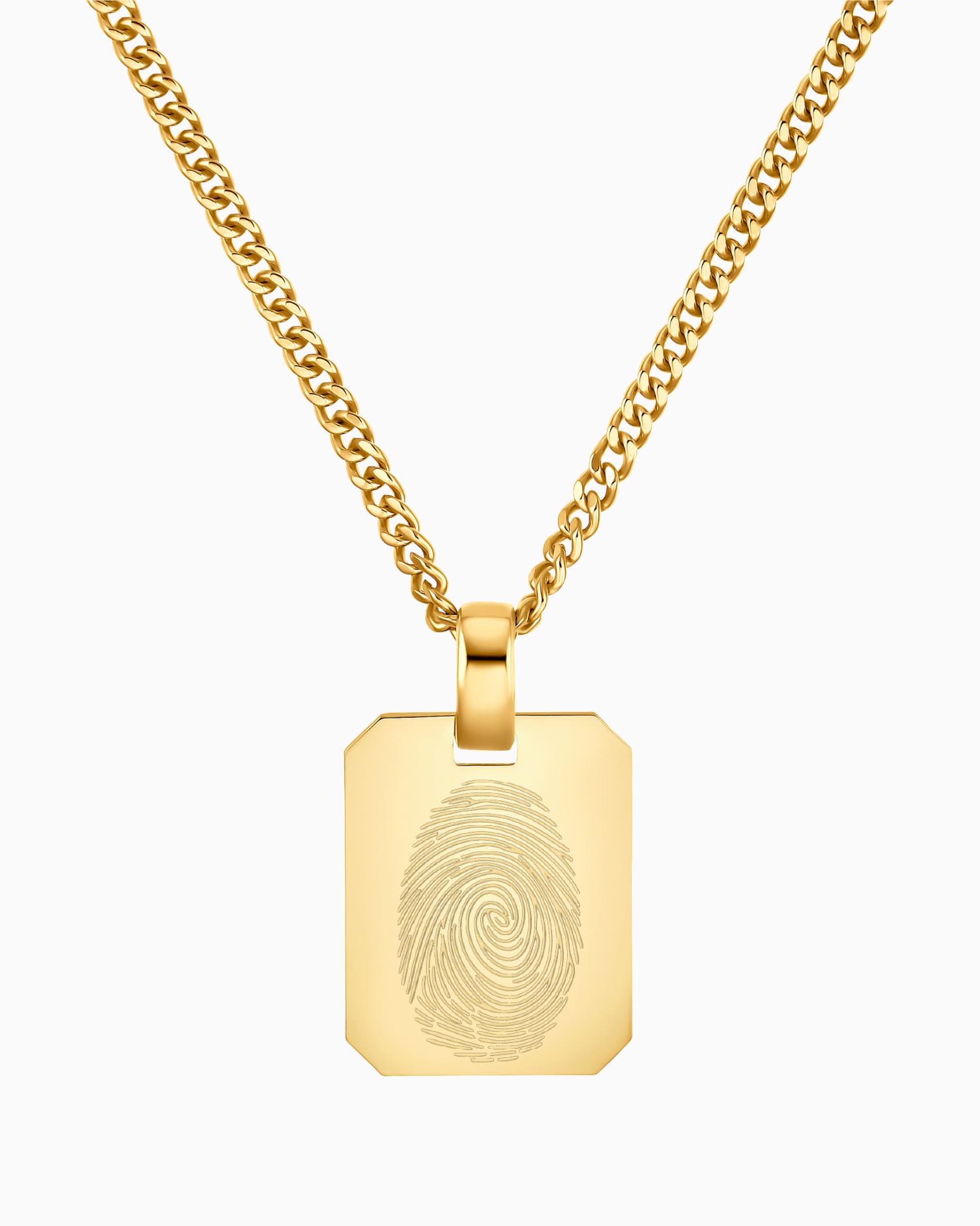 Empreinte digitale Plaques gravées Collier Pendentif Octogone
