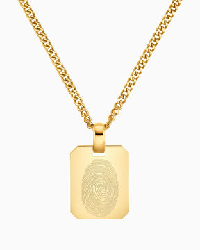 Empreinte digitale Plaques gravées Collier Pendentif Octogone