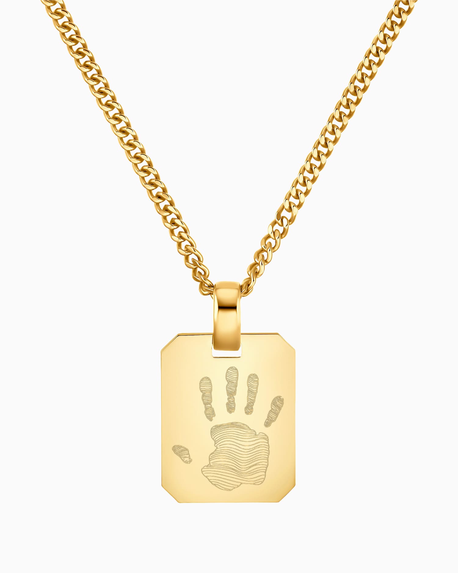 Empreinte de la main Plaques à graver Collier Pendentif Octogone