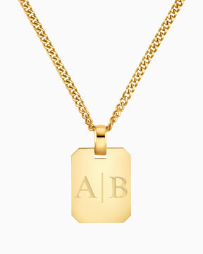 Initiales Plaques gravées Collier Pendentif Octogone