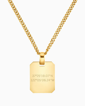 Coordonnées Plaques à graver Collier Pendentif Octogone