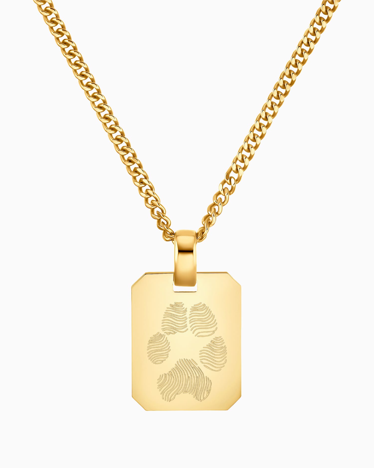 Empreinte de patte Plaques à graver Collier Pendentif Octogone