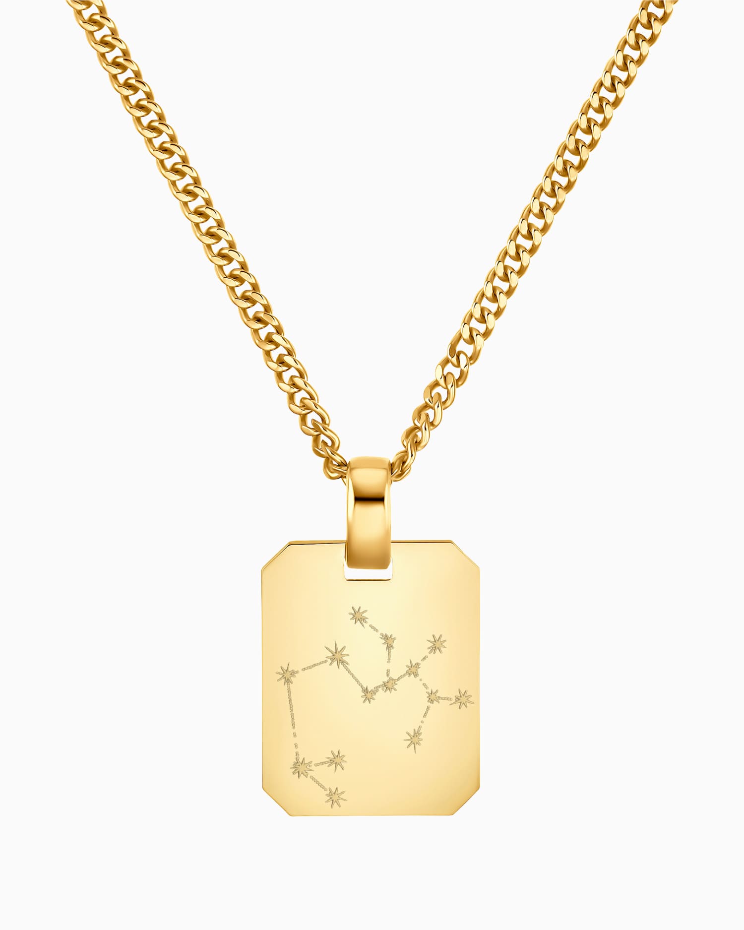 Signe du zodiaque Plaques gravées Collier Pendentif Octogone