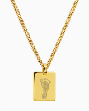 Empreinte de pied Plaques à graver Collier Pendentif Rectangle