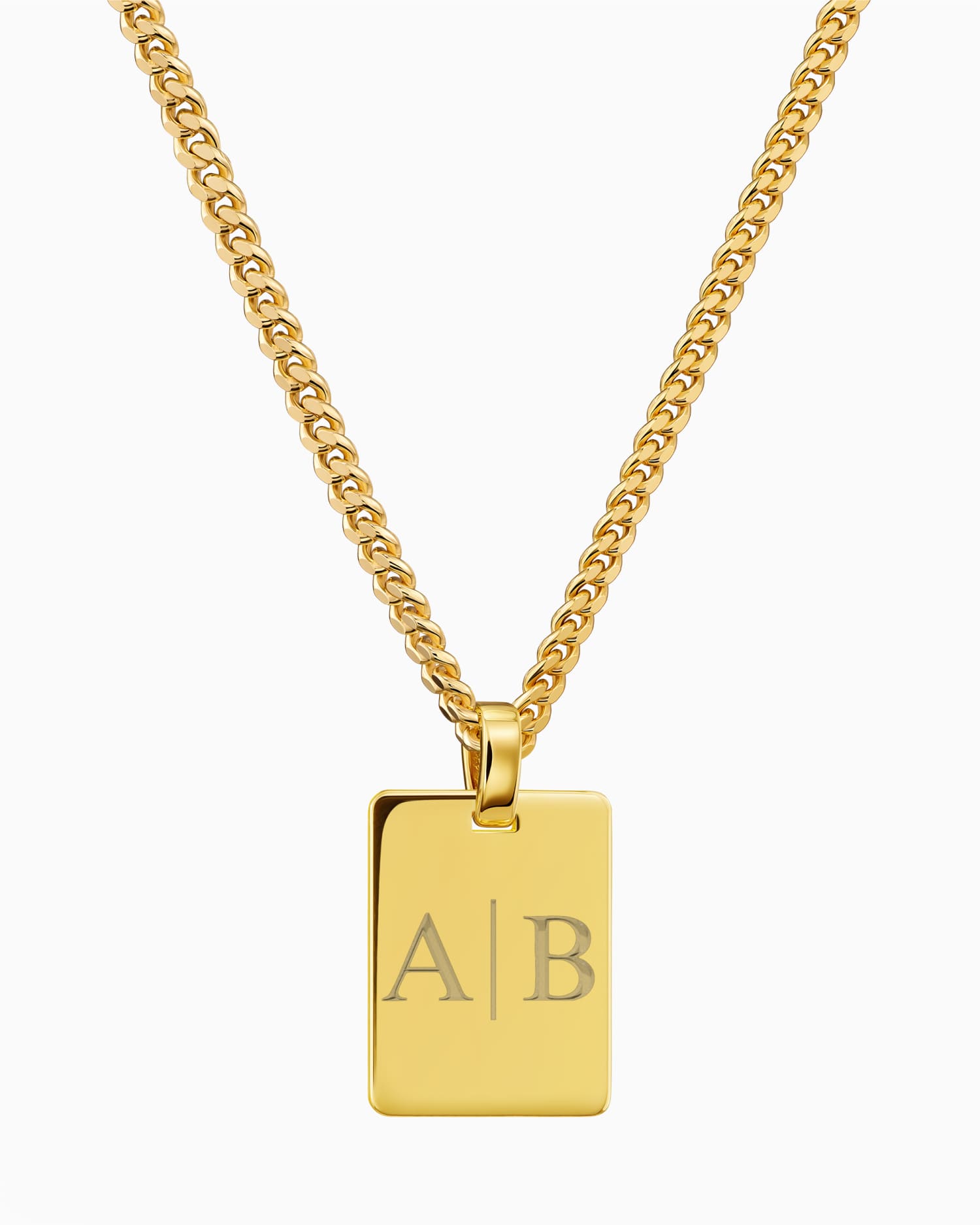 Initiales Plaques à graver Collier Pendentif Rectangle