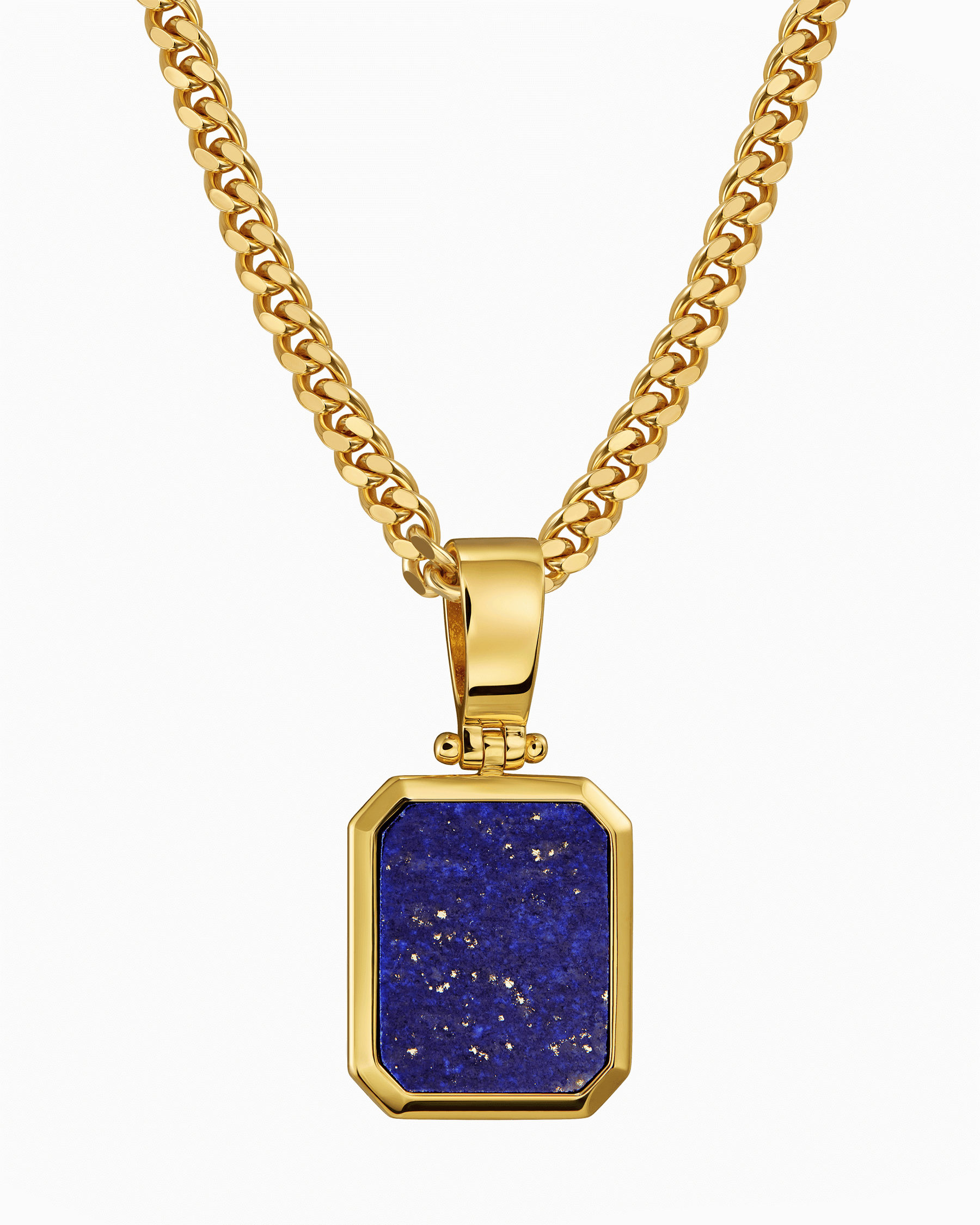 Collier Lapis Octogone plaque gravée