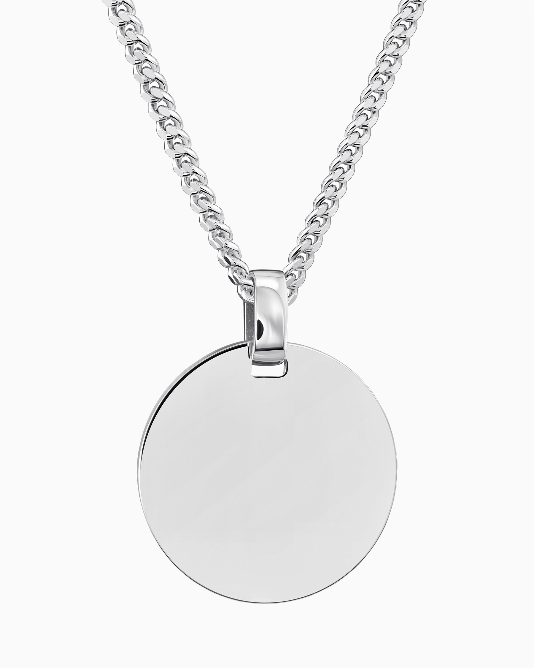 Plaques gravées Collier Pendentif Rond Poli