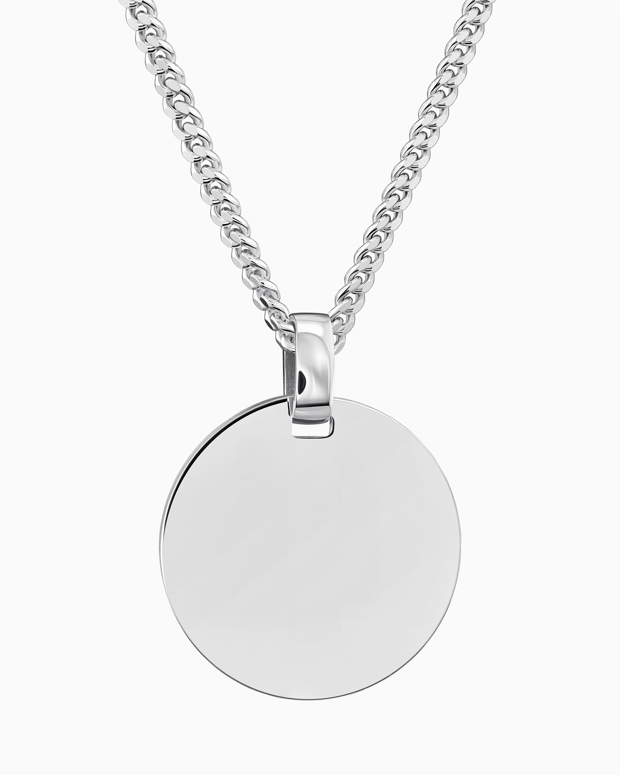 Plaques gravées Collier Pendentif Rond Poli