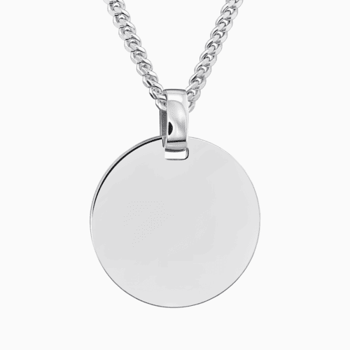 Colliers pendentifs ronds pour hommes - Argent 925 rhodié