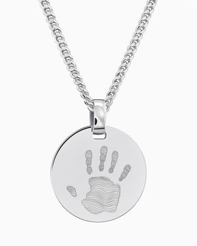 Empreinte de la main Plaques gravées Collier Pendentif Rond Poli