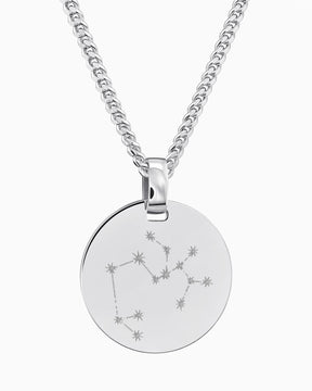 Signe du zodiaque Plaques gravées Collier Pendentif Rond Poli