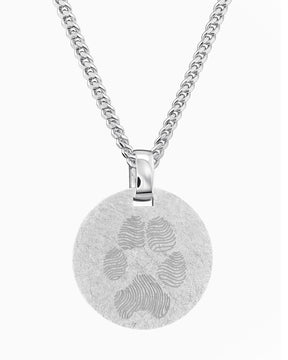 Empreinte de patte Plaques à graver Collier Pendentif Rond Glacé