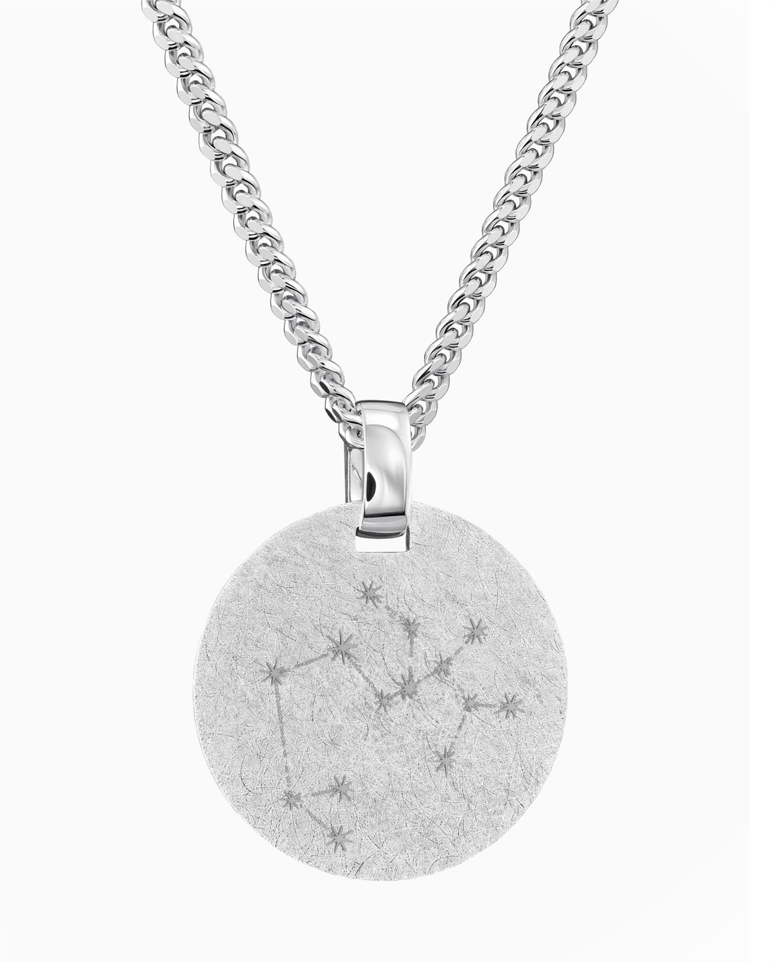 Signe du zodiaque Plaques gravées Collier Pendentif Rond Glacé