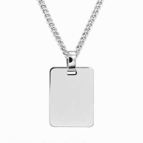 Colliers pendentifs carrés pour hommes - Argent 925 rhodié