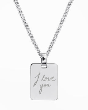 Handwriting Upload Plaques à graver Collier Pendentif Rectangle