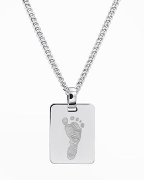 Empreinte de pied Plaques à graver Collier Pendentif Rectangle