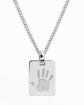 Empreinte de la main Plaques à graver Collier Pendentif Rectangle