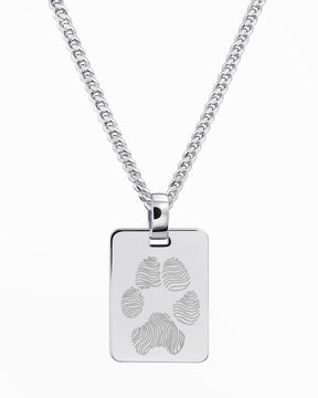 Empreinte de patte Plaques à graver Collier Pendentif Rectangle