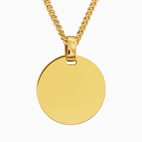Colliers pendentifs ronds pour hommes - Argent 925 doré 18 carats