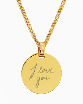 Handwriting Upload Plaques à graver Collier Pendentif Rond Poli